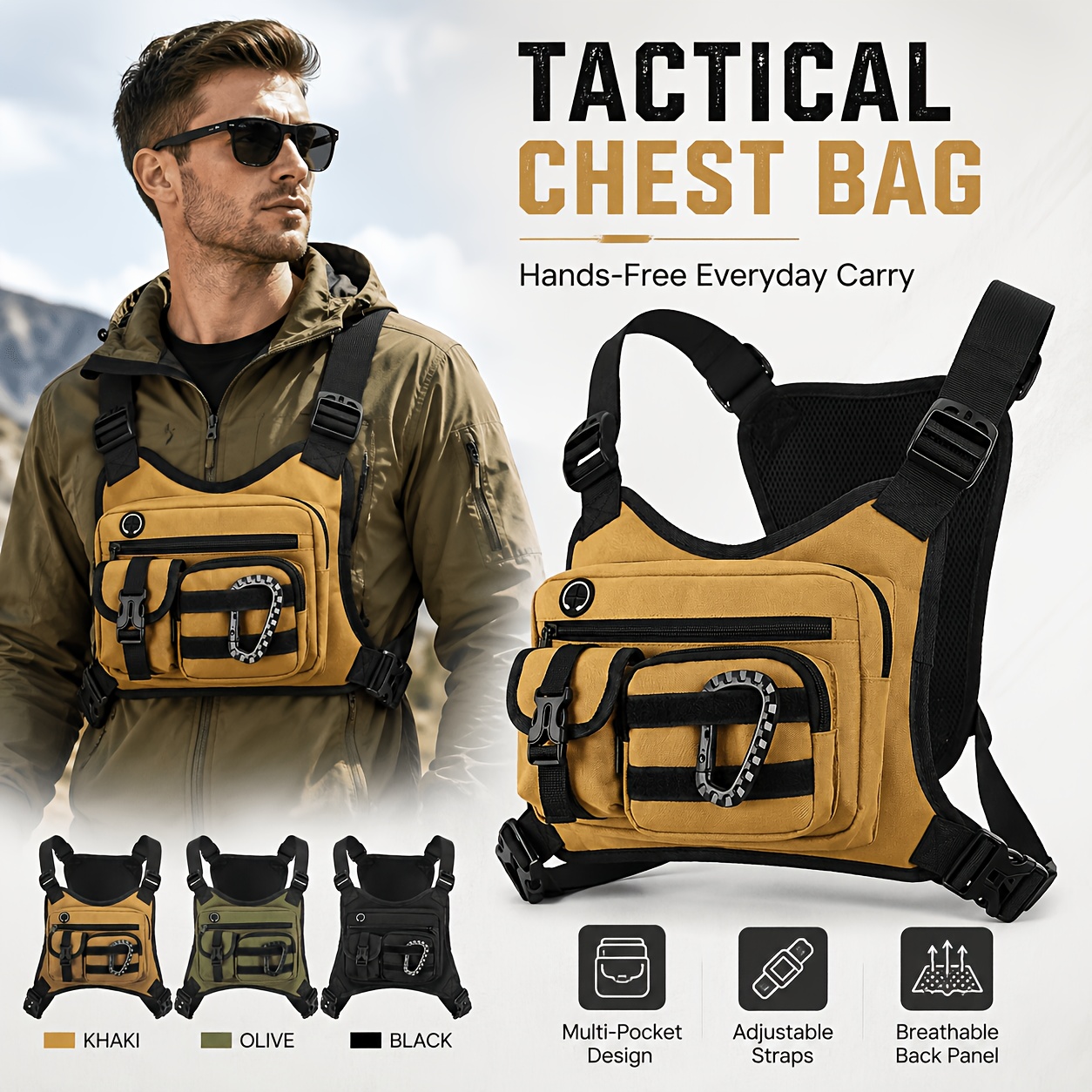 Cycling Gear Bag - Tactical Chest Vest Pack Multi-Pocket Sports