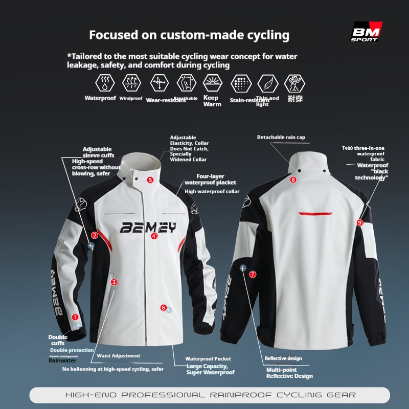 Motorcycle Raincoat for Men, T - Cycling Gear For Men 评论和价格