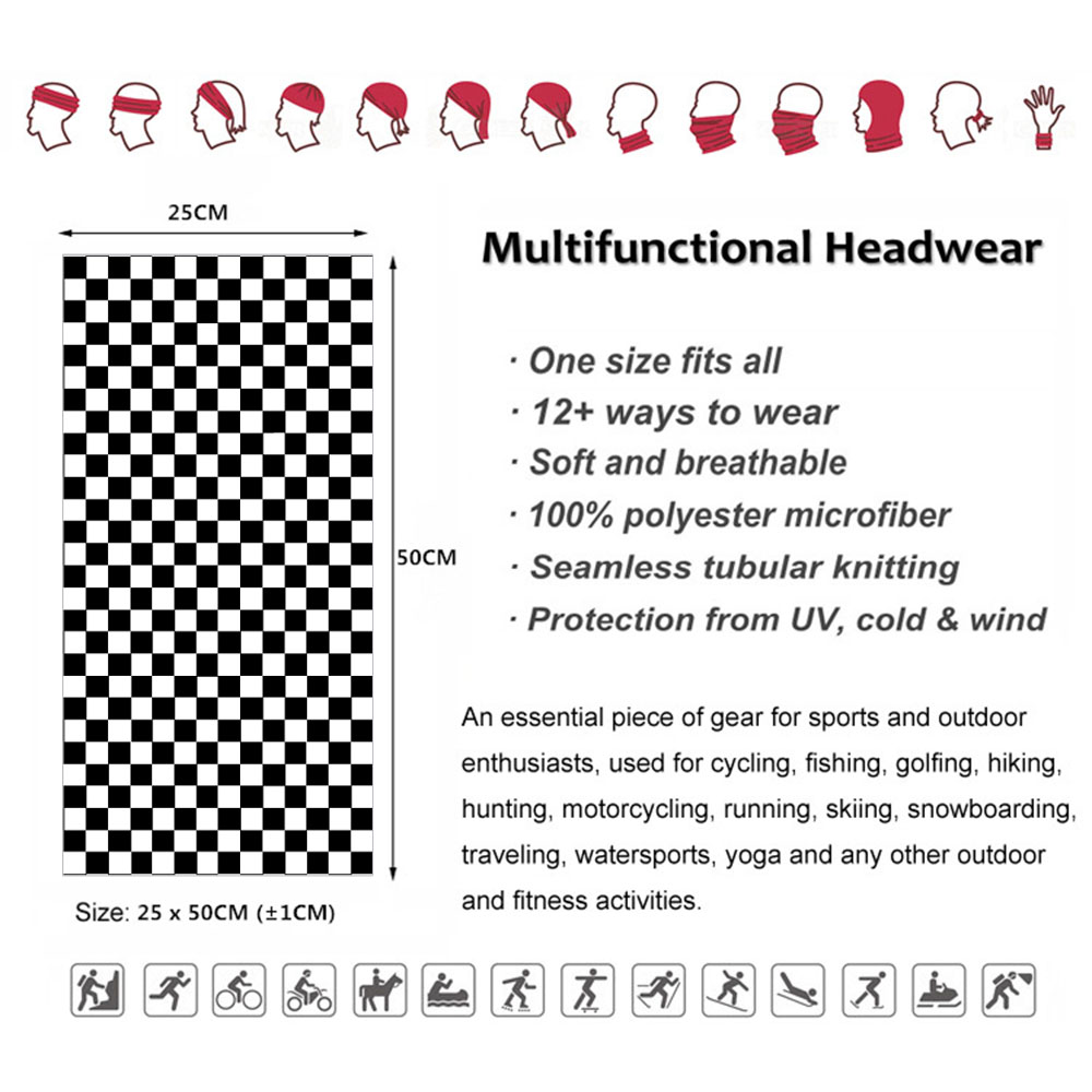 Checkered Ska Printed Headband - Cycling Gear For Men 评论和价格